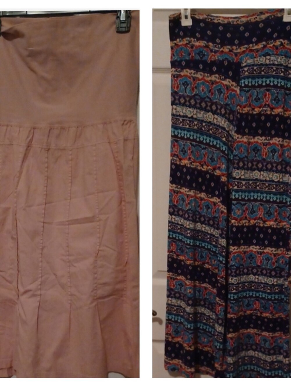 Women's Blush Pink A-Line Midi Skirt And Colorful Very Soft Skirt Size M